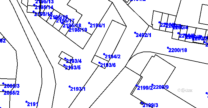 Parcela st. 2194/2 v KÚ Doubravka, Katastrální mapa