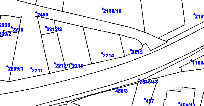 Parcela st. 2214 v KÚ Doubravka, Katastrální mapa