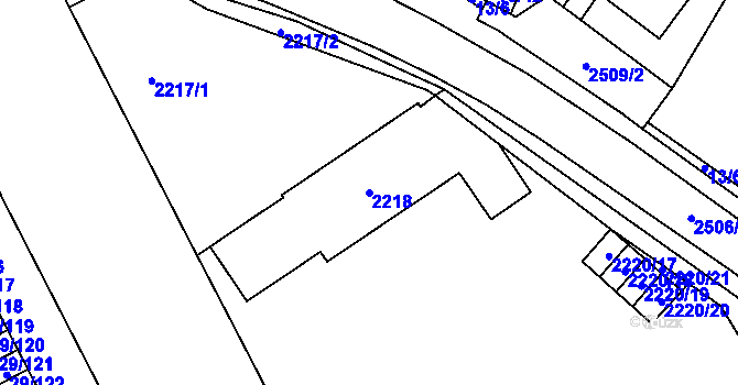 Parcela st. 2218 v KÚ Doubravka, Katastrální mapa