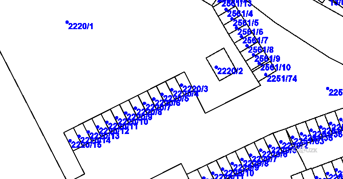 Parcela st. 2220/4 v KÚ Doubravka, Katastrální mapa