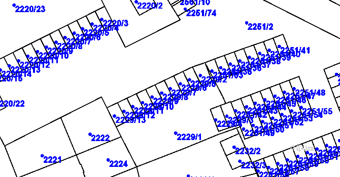 Parcela st. 2229/7 v KÚ Doubravka, Katastrální mapa