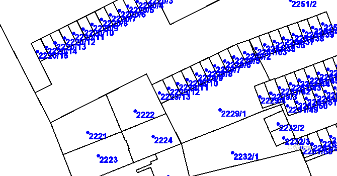 Parcela st. 2229/12 v KÚ Doubravka, Katastrální mapa