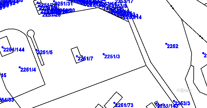 Parcela st. 2251/3 v KÚ Doubravka, Katastrální mapa