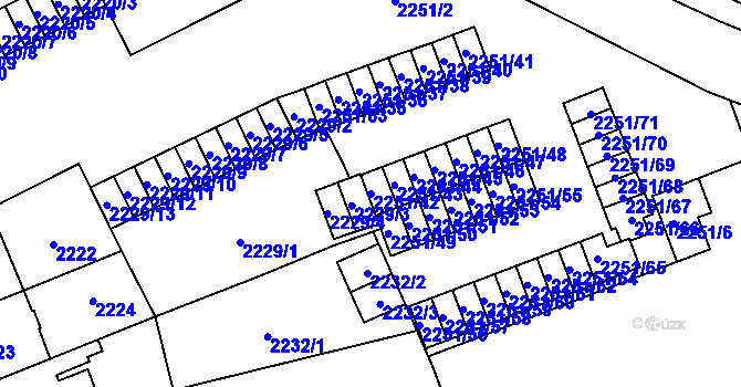 Parcela st. 2251/42 v KÚ Doubravka, Katastrální mapa