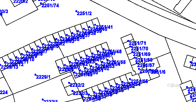 Parcela st. 2251/47 v KÚ Doubravka, Katastrální mapa
