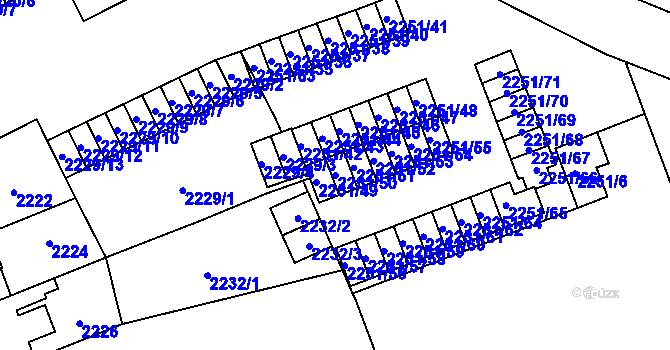Parcela st. 2251/50 v KÚ Doubravka, Katastrální mapa