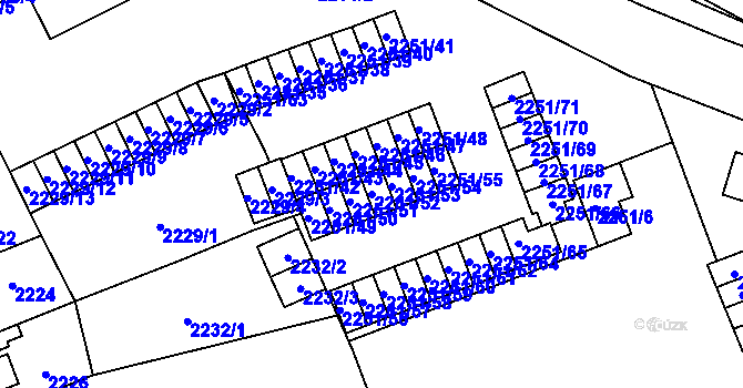 Parcela st. 2251/52 v KÚ Doubravka, Katastrální mapa