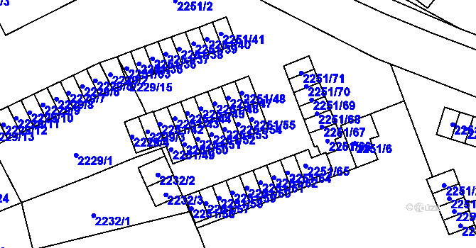 Parcela st. 2251/54 v KÚ Doubravka, Katastrální mapa