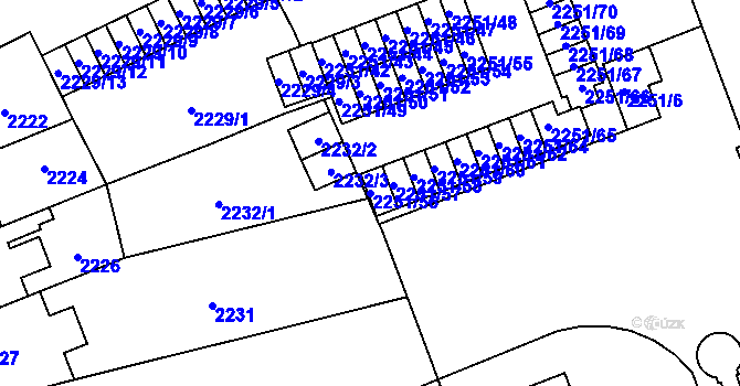 Parcela st. 2251/56 v KÚ Doubravka, Katastrální mapa