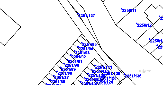 Parcela st. 2251/95 v KÚ Doubravka, Katastrální mapa