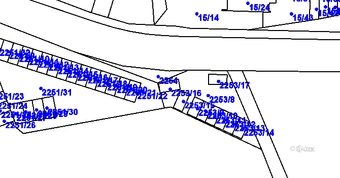 Parcela st. 2253/16 v KÚ Doubravka, Katastrální mapa