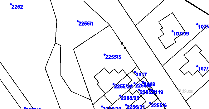 Parcela st. 2255/3 v KÚ Doubravka, Katastrální mapa