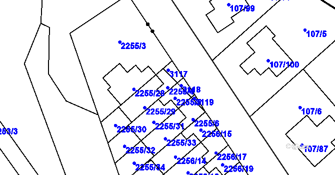 Parcela st. 2255/4 v KÚ Doubravka, Katastrální mapa