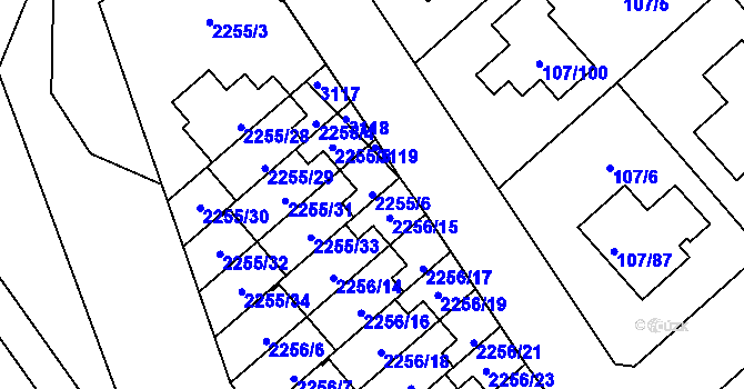 Parcela st. 2255/6 v KÚ Doubravka, Katastrální mapa