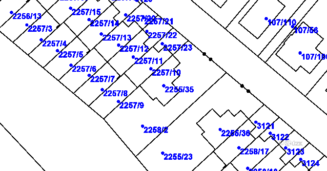 Parcela st. 2255/35 v KÚ Doubravka, Katastrální mapa