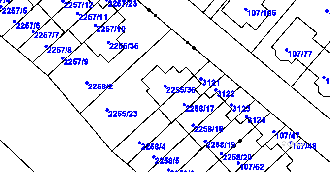 Parcela st. 2255/36 v KÚ Doubravka, Katastrální mapa