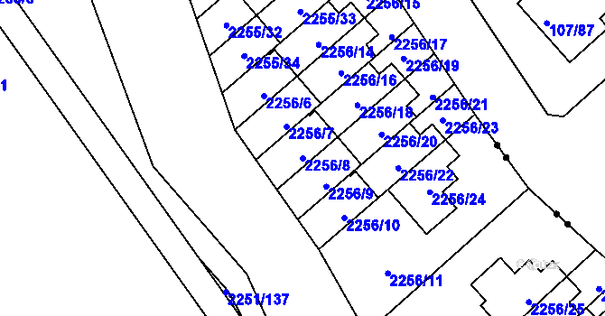 Parcela st. 2256/8 v KÚ Doubravka, Katastrální mapa