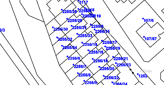 Parcela st. 2256/14 v KÚ Doubravka, Katastrální mapa