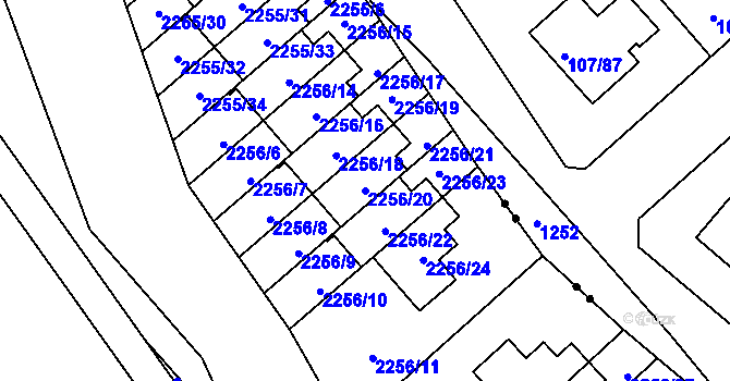 Parcela st. 2256/20 v KÚ Doubravka, Katastrální mapa