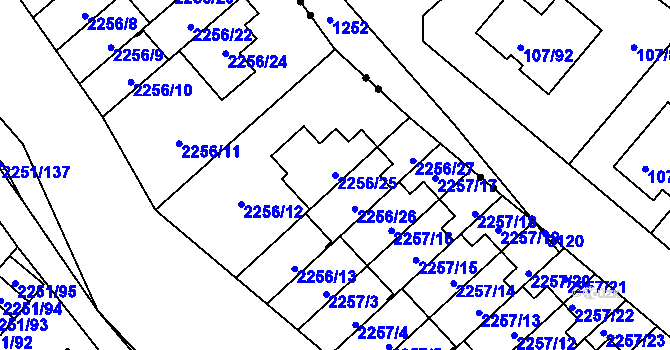 Parcela st. 2256/25 v KÚ Doubravka, Katastrální mapa