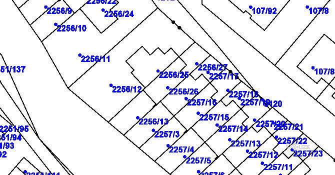 Parcela st. 2256/26 v KÚ Doubravka, Katastrální mapa
