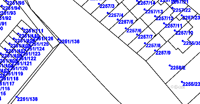 Parcela st. 2257/1 v KÚ Doubravka, Katastrální mapa