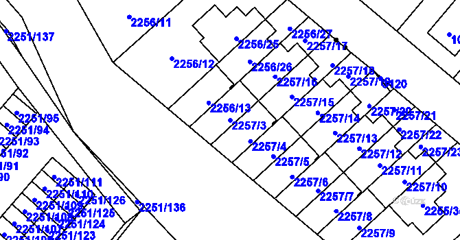 Parcela st. 2257/3 v KÚ Doubravka, Katastrální mapa