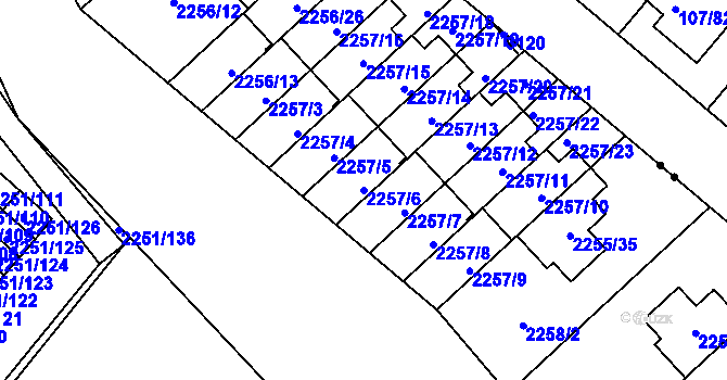 Parcela st. 2257/6 v KÚ Doubravka, Katastrální mapa
