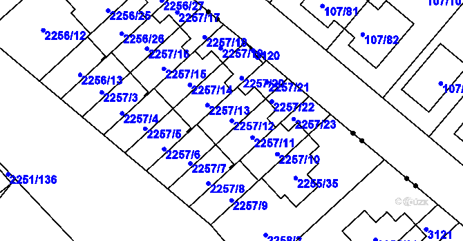 Parcela st. 2257/12 v KÚ Doubravka, Katastrální mapa