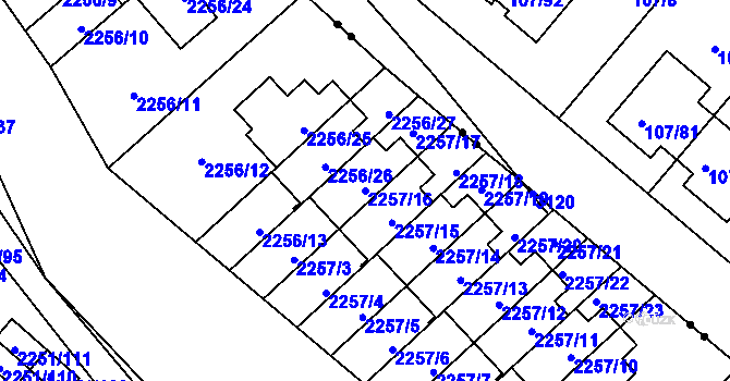 Parcela st. 2257/16 v KÚ Doubravka, Katastrální mapa