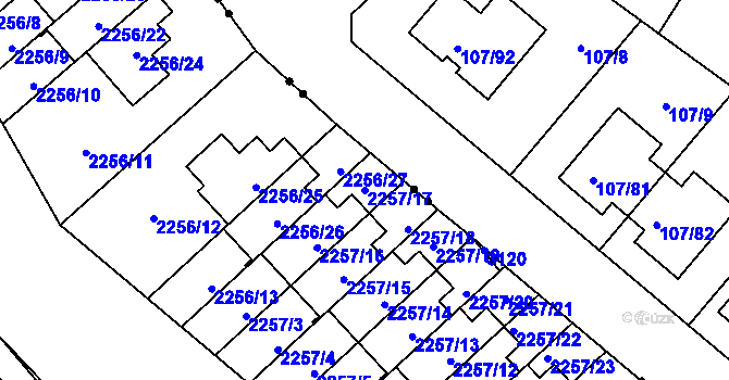 Parcela st. 2257/17 v KÚ Doubravka, Katastrální mapa