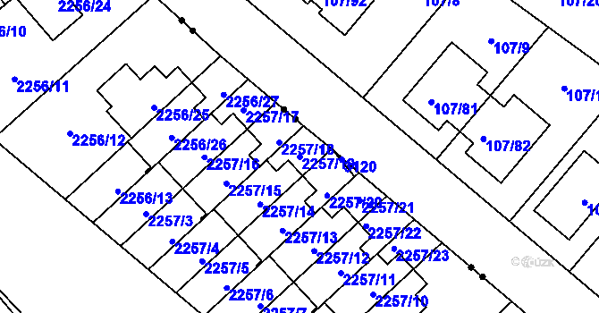 Parcela st. 2257/19 v KÚ Doubravka, Katastrální mapa
