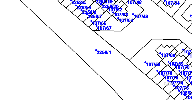 Parcela st. 2258/1 v KÚ Doubravka, Katastrální mapa