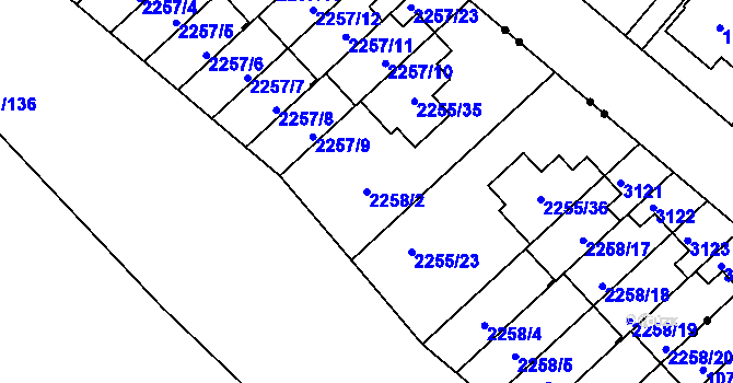 Parcela st. 2258/2 v KÚ Doubravka, Katastrální mapa