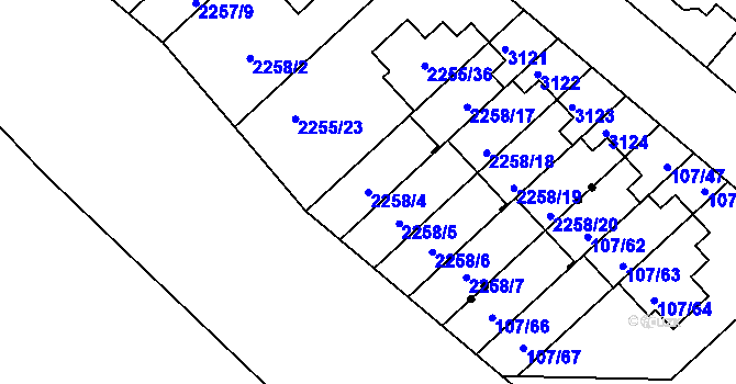 Parcela st. 2258/4 v KÚ Doubravka, Katastrální mapa
