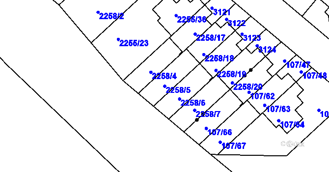 Parcela st. 2258/5 v KÚ Doubravka, Katastrální mapa