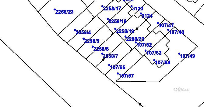 Parcela st. 2258/7 v KÚ Doubravka, Katastrální mapa