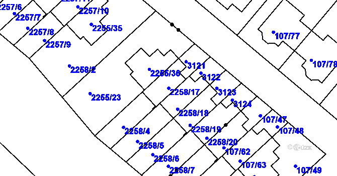 Parcela st. 2258/17 v KÚ Doubravka, Katastrální mapa