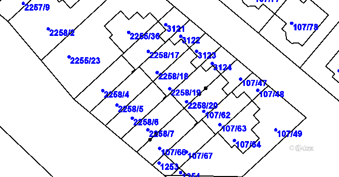 Parcela st. 2258/19 v KÚ Doubravka, Katastrální mapa