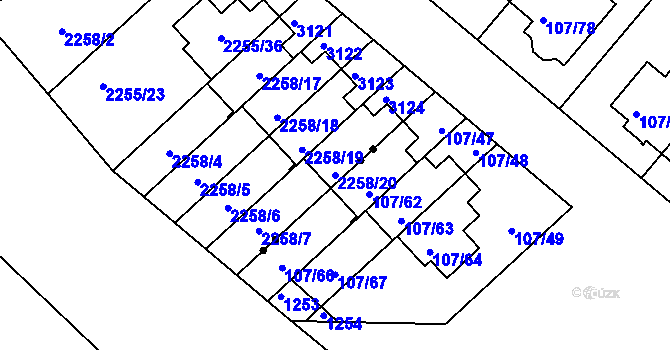 Parcela st. 2258/20 v KÚ Doubravka, Katastrální mapa