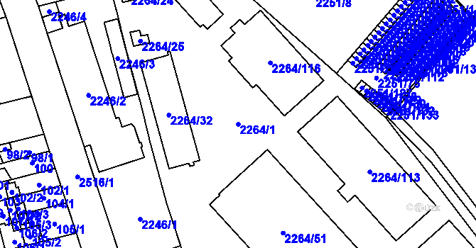 Parcela st. 2264/1 v KÚ Doubravka, Katastrální mapa