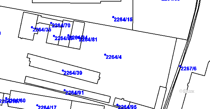 Parcela st. 2264/4 v KÚ Doubravka, Katastrální mapa