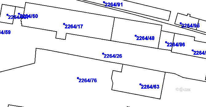 Parcela st. 2264/26 v KÚ Doubravka, Katastrální mapa