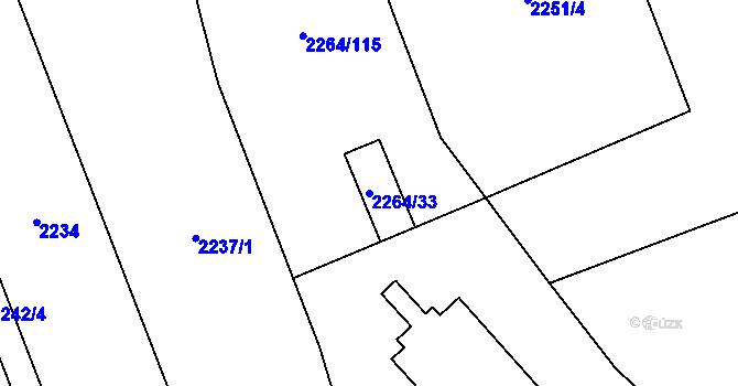 Parcela st. 2264/33 v KÚ Doubravka, Katastrální mapa