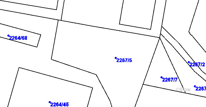 Parcela st. 2267/5 v KÚ Doubravka, Katastrální mapa
