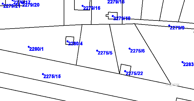 Parcela st. 2275/5 v KÚ Doubravka, Katastrální mapa