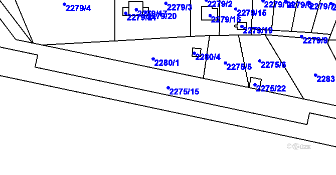 Parcela st. 2275/15 v KÚ Doubravka, Katastrální mapa