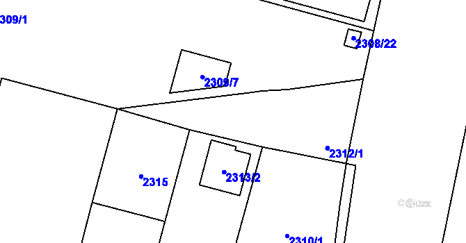 Parcela st. 2312/1 v KÚ Doubravka, Katastrální mapa