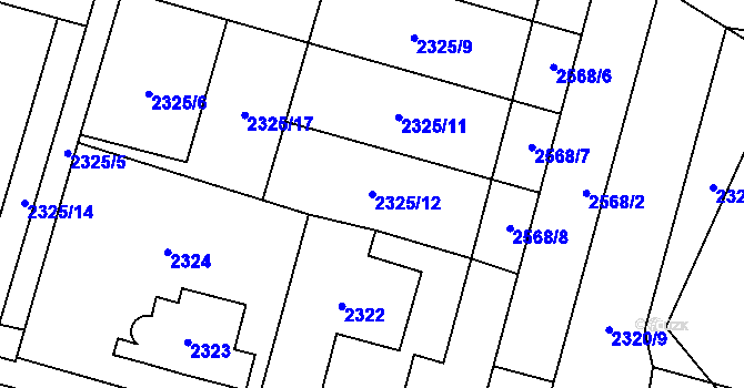Parcela st. 2325/12 v KÚ Doubravka, Katastrální mapa