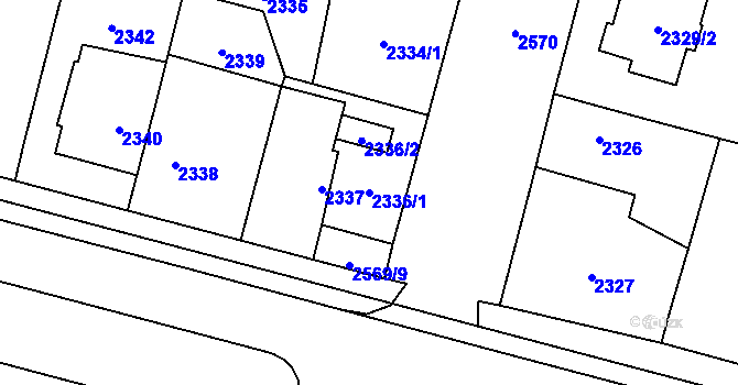 Parcela st. 2336/1 v KÚ Doubravka, Katastrální mapa